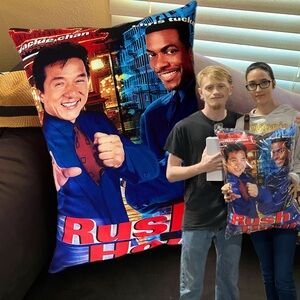Brand New 24x18 Inch Rush Hour Jackie Chan Soft Plush Pillow Chris Tucker Movie